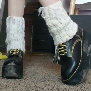 handmade crocheted white leg wamers